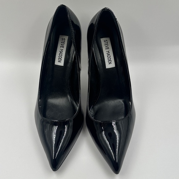 Steve Madden Vala Black Patent High Heels Classy Pump Work Stiletto Shoes Size 8 - Picture 3 of 8